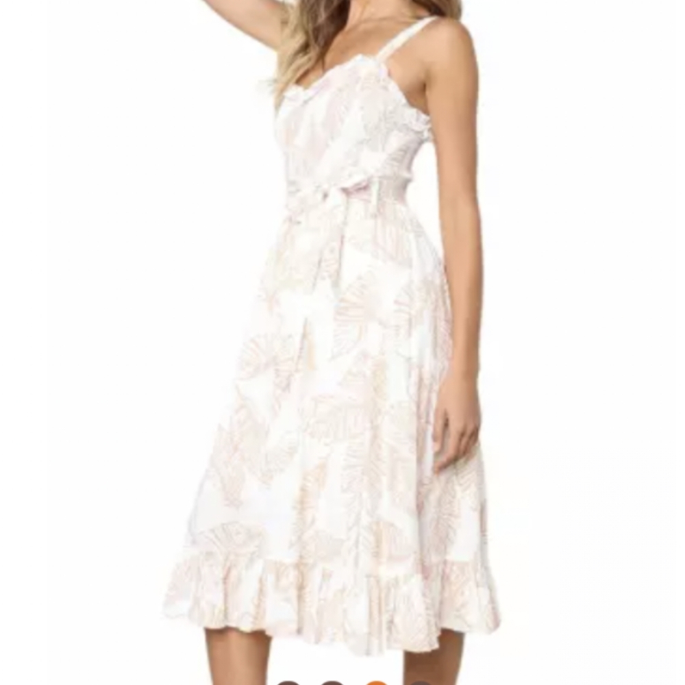 White and pink feather print dress - Picture 4 of 4